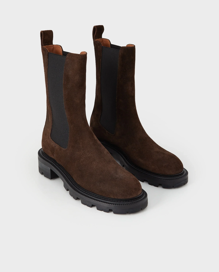 Brązowe zamszowe botki Chelsea