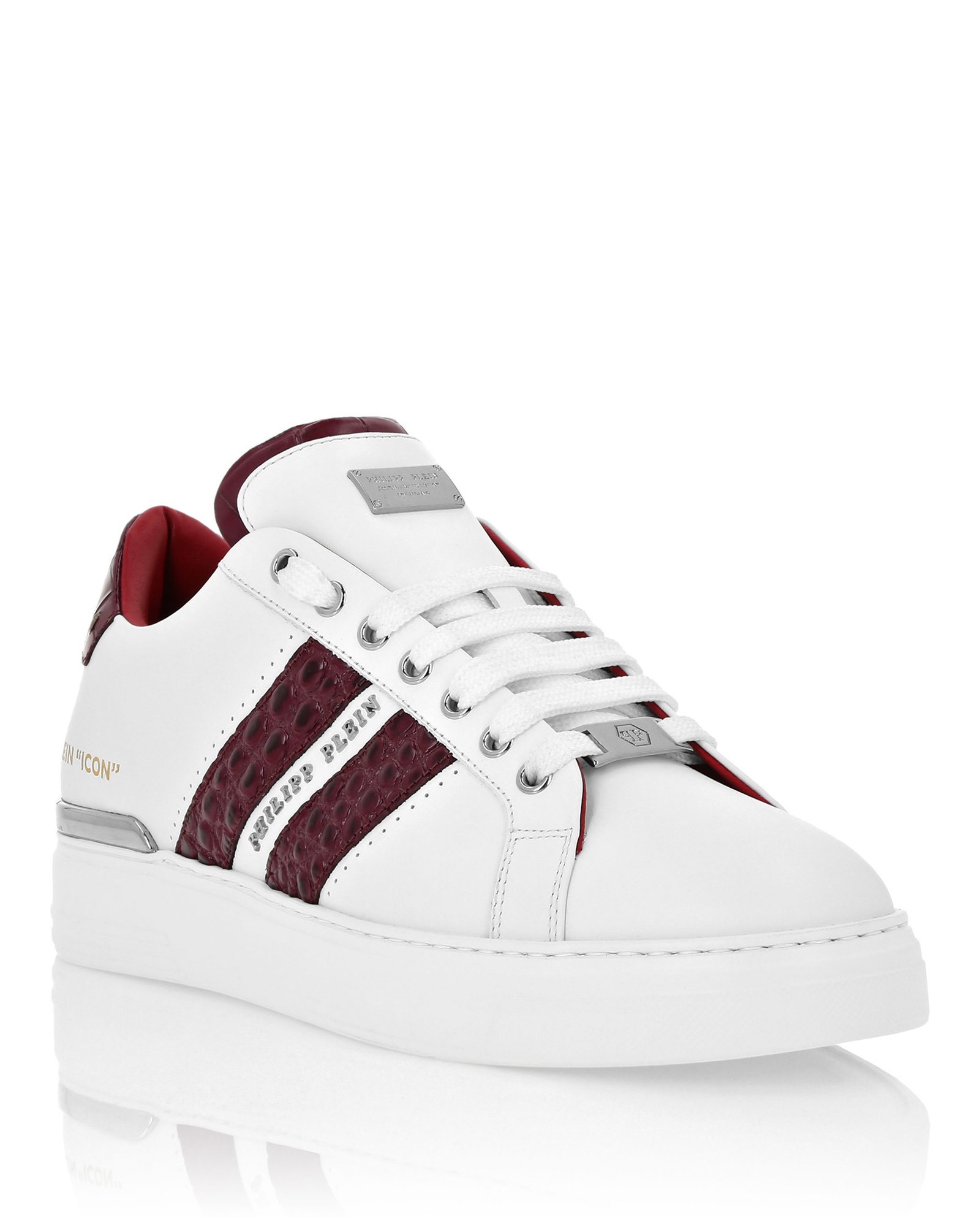 Sneakersy Low Top z bordowymi detalami - Image #1