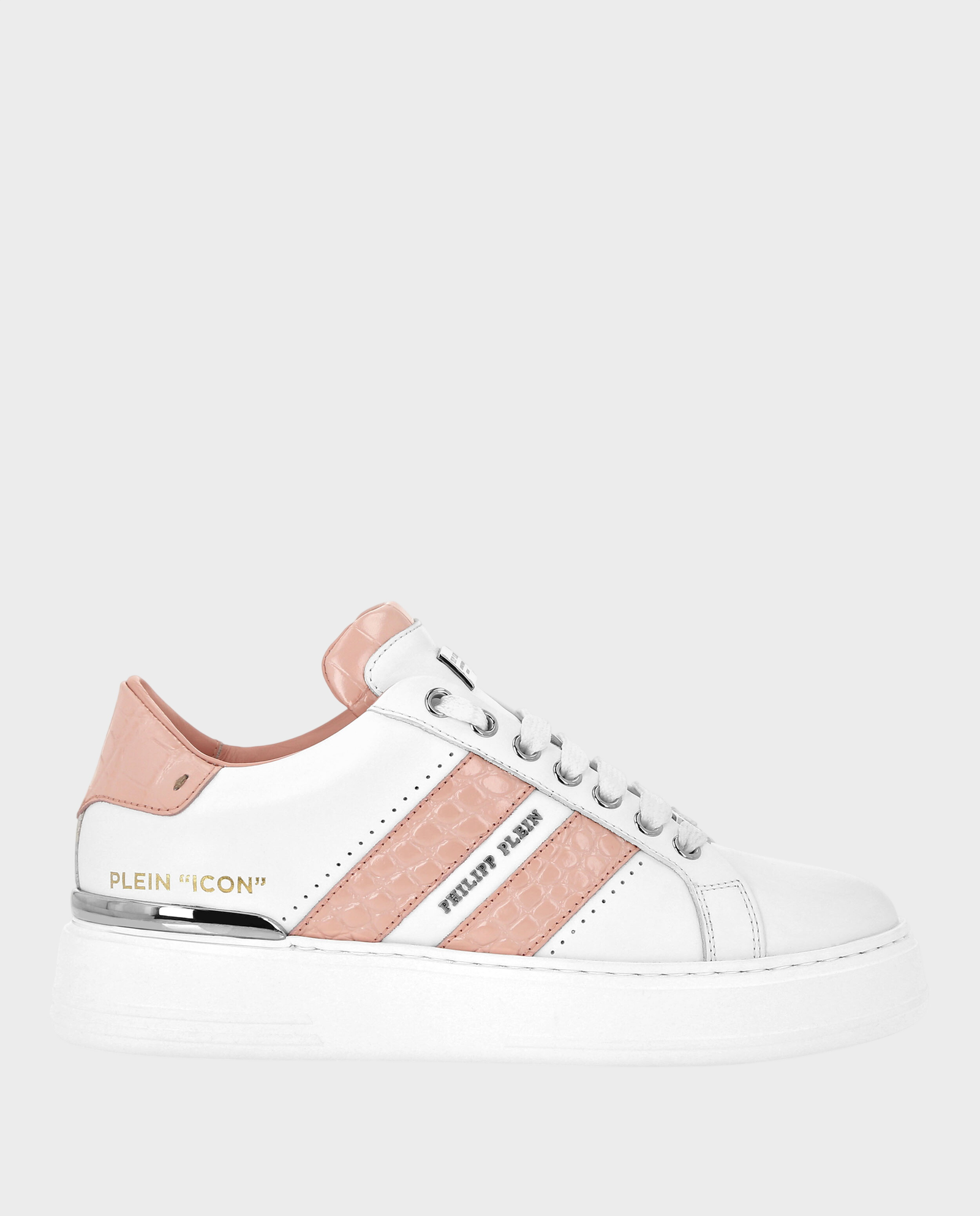 Białe sneakersy z różowymi detalami Low Top - Image #0