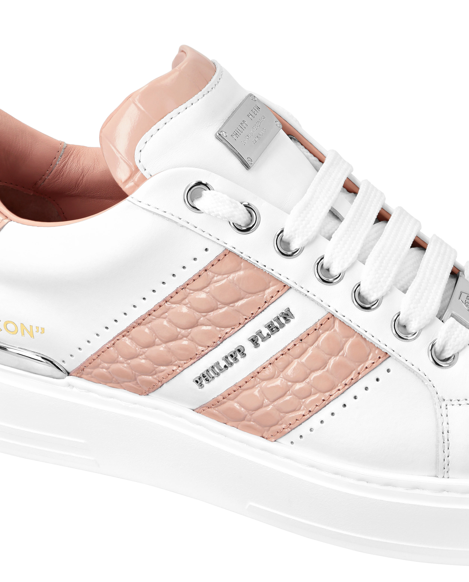 Białe sneakersy z różowymi detalami Low Top - Image #2