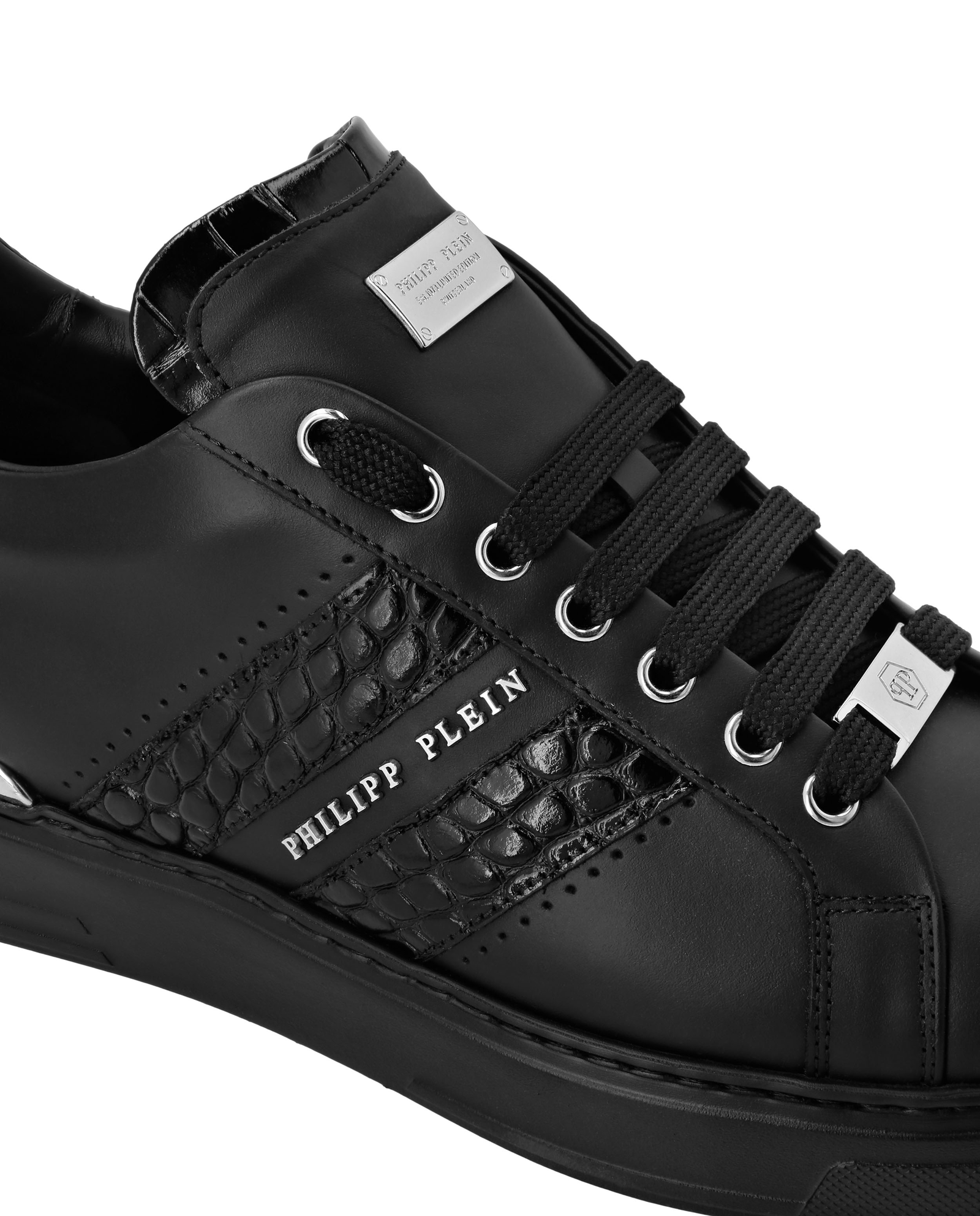 Czarne sneakersy ze srebrnymi detalami Low Top - Image #2