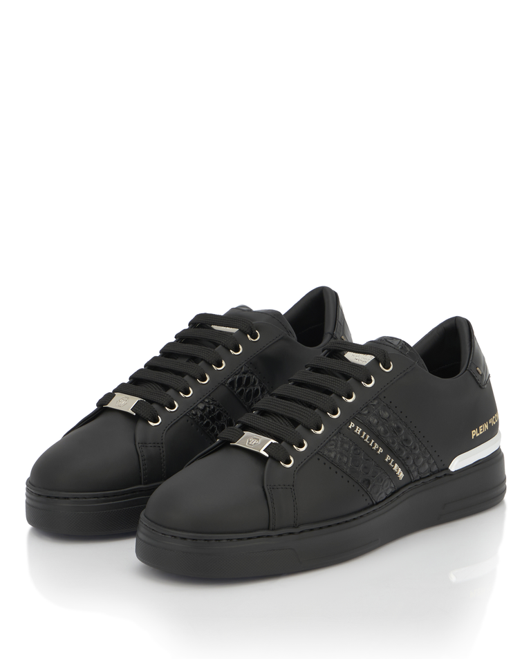 Czarne sneakersy ze srebrnymi detalami Low Top - Image #3