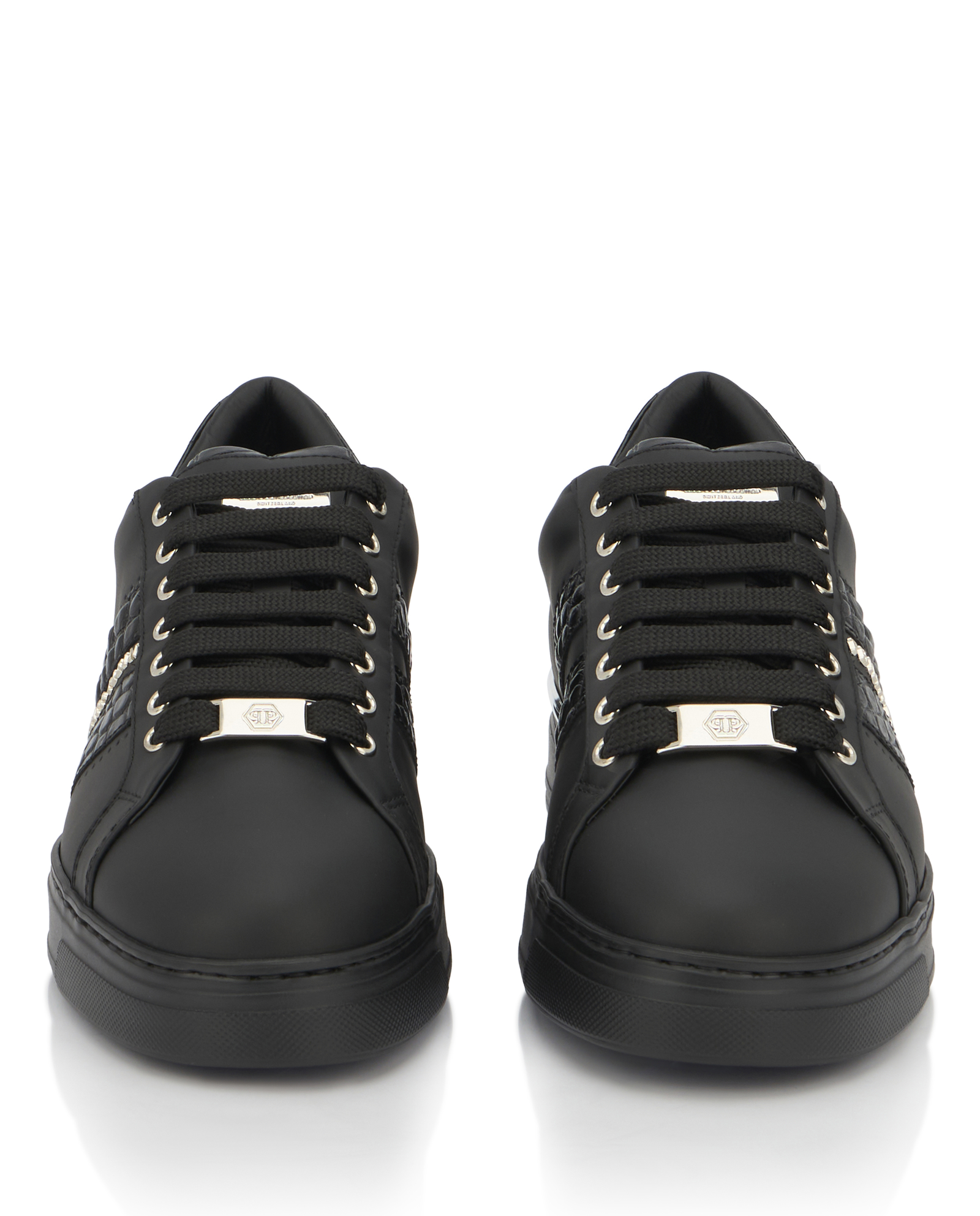 Czarne sneakersy ze srebrnymi detalami Low Top - Image #4