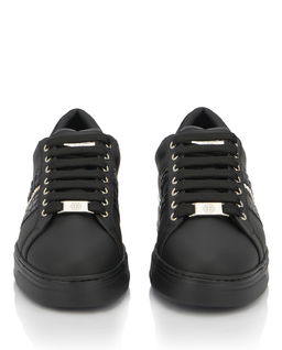 Czarne sneakersy ze srebrnymi detalami Low Top - Image #4