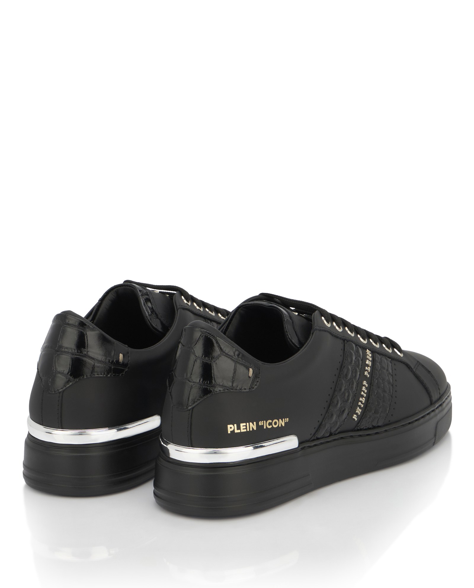 Czarne sneakersy ze srebrnymi detalami Low Top - Image #5