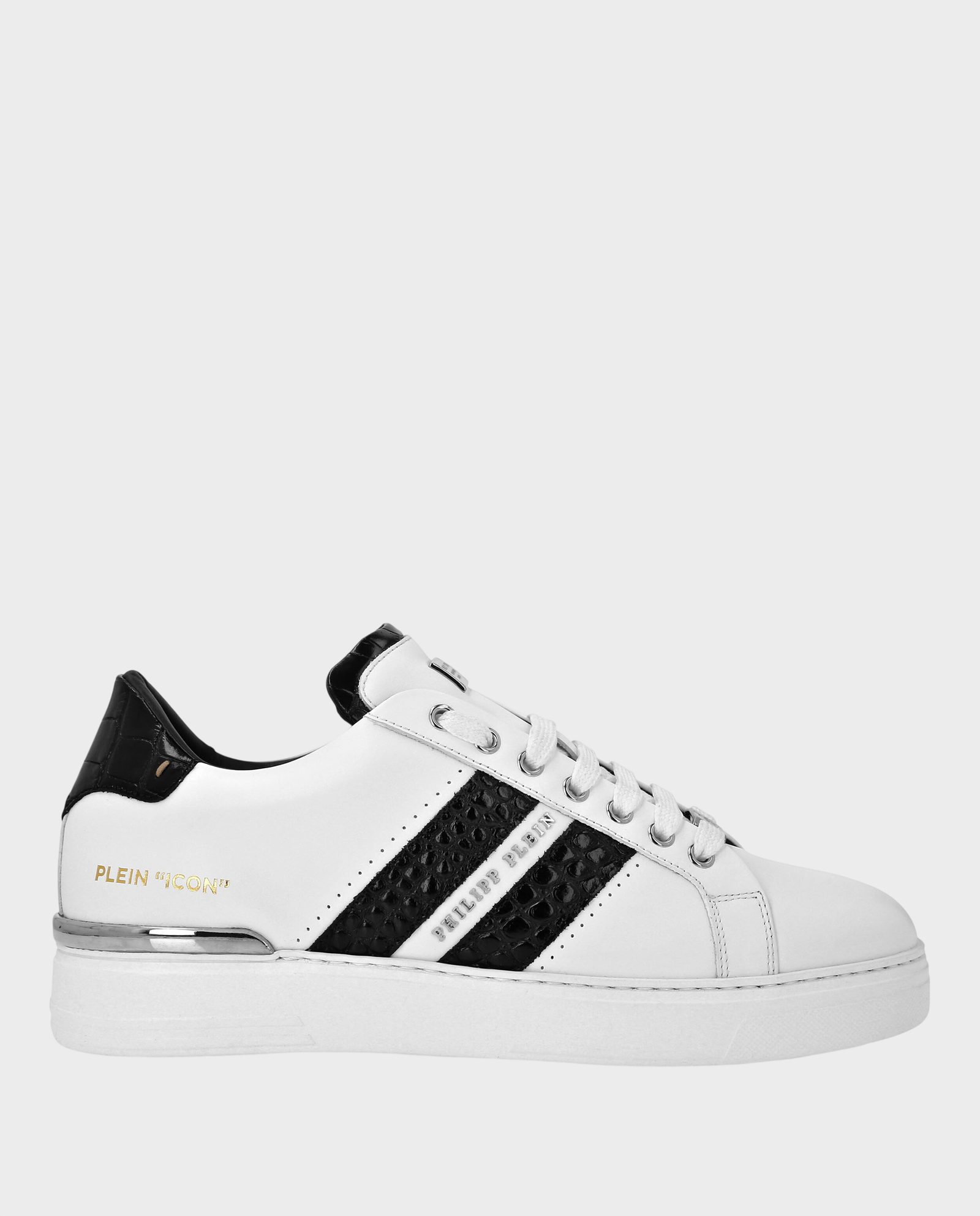 Białe sneakersy z czarnymi detalami Low Top - Image #0