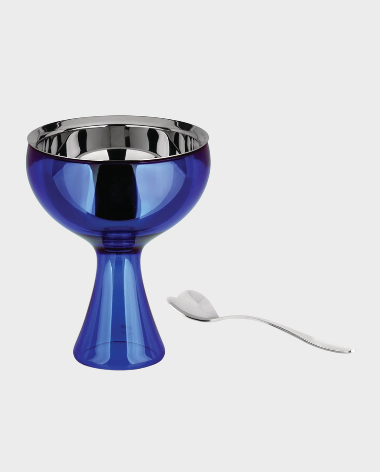 Niebieski pucharek do lodów z łyżeczką