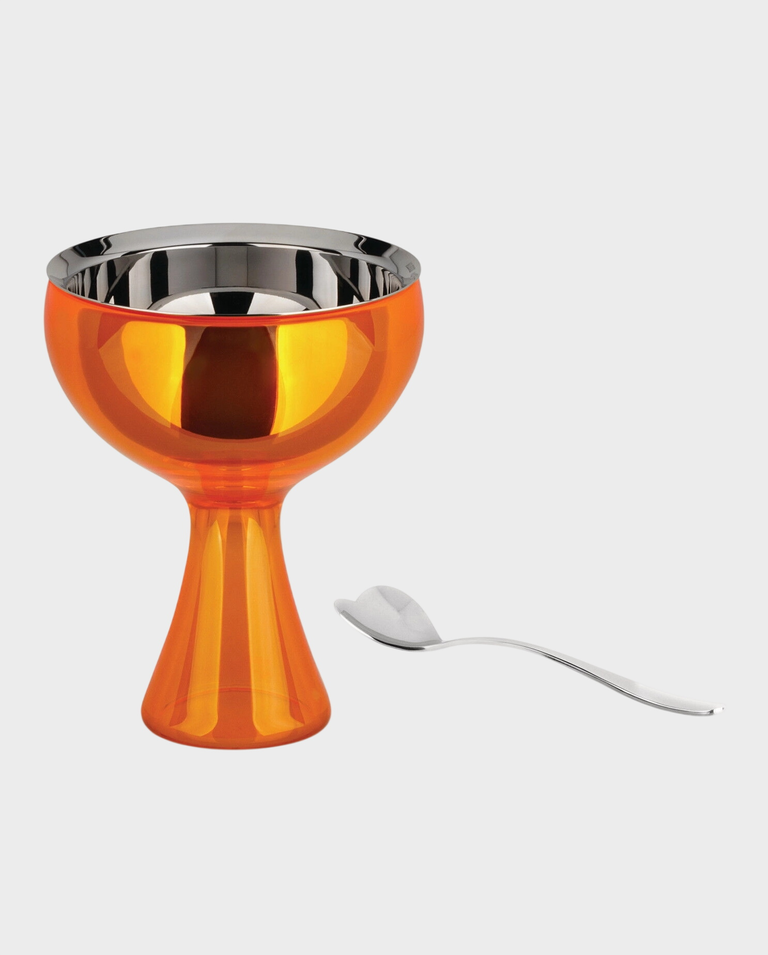 Pomarańczowy pucharek do lodów z łyżeczką