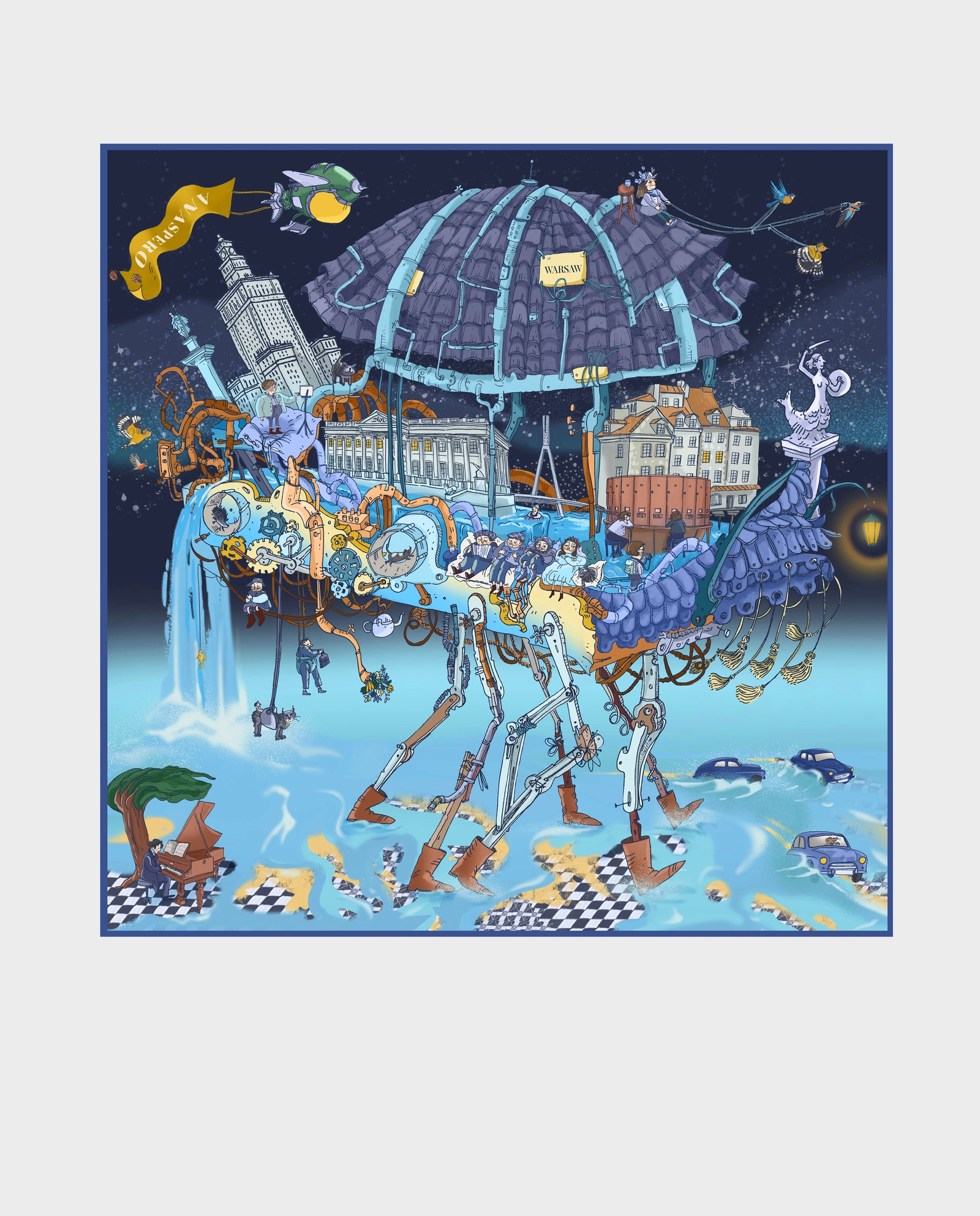 Jedwabna apaszka Warsaw by Night - Image #0