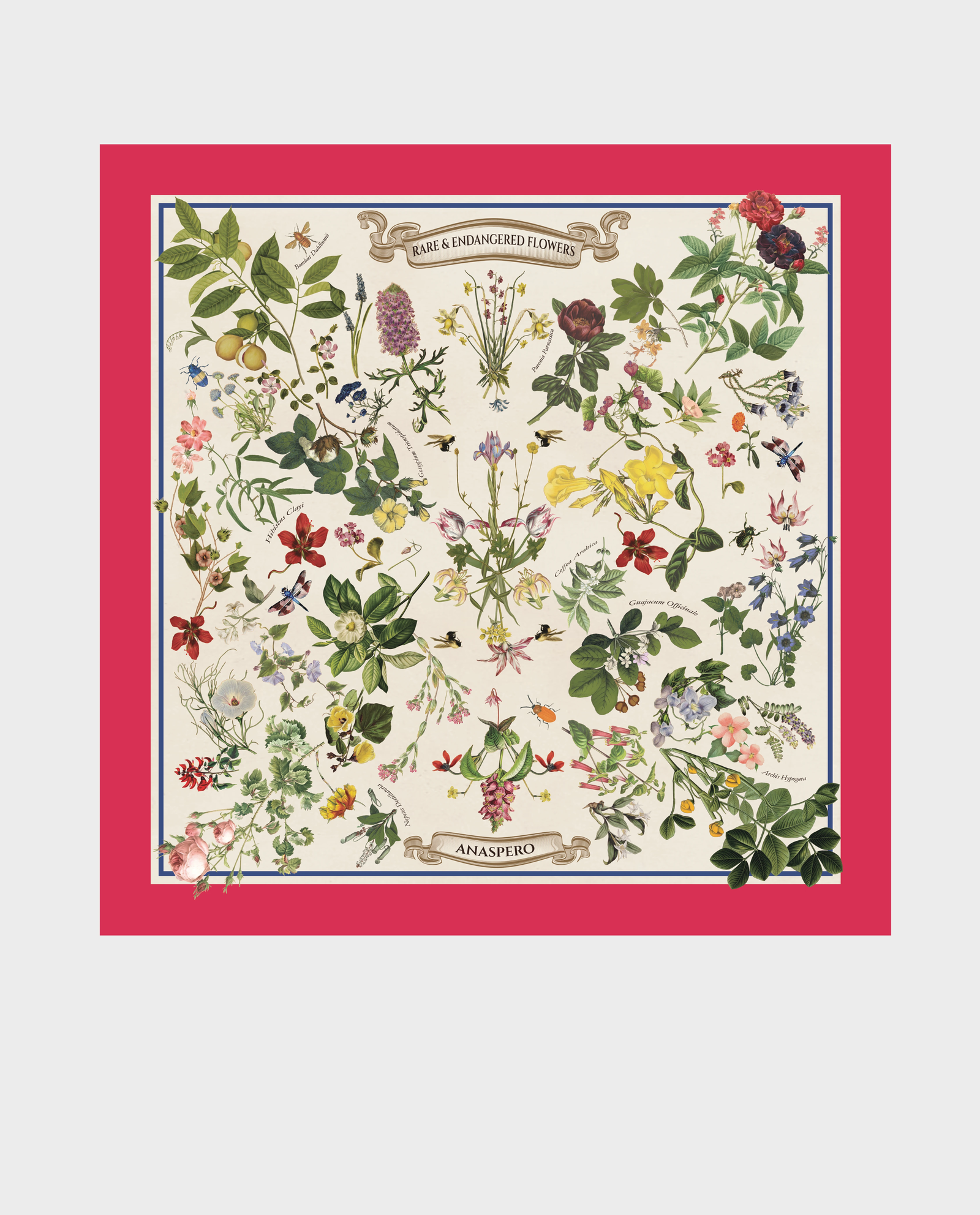 Jedwabna apaszka Botanic Magenta - Image #0