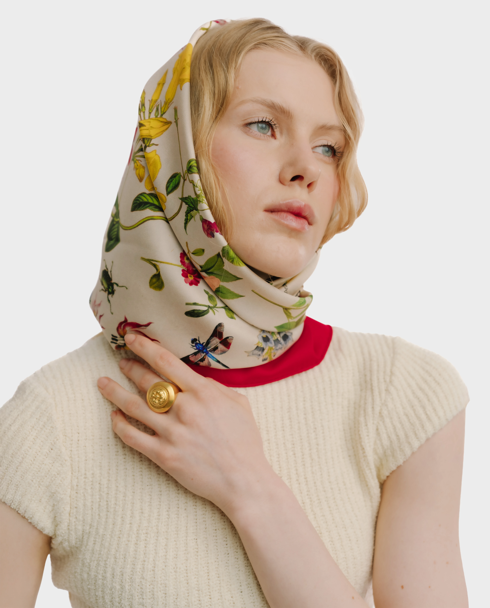 Jedwabna apaszka Botanic Magenta - Image #1