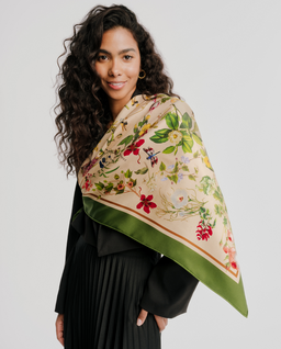 Jedwabna apaszka Botanic Green - Image #2