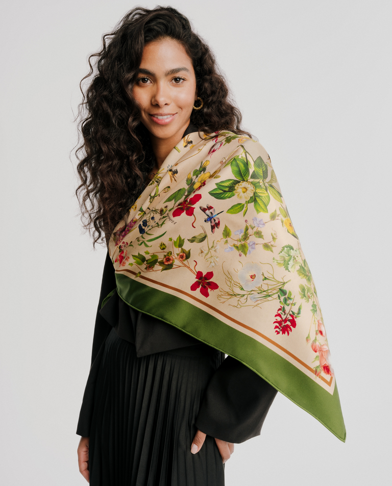 Jedwabna apaszka Botanic Green - Image #2