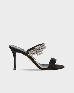 Czarne klapki na szpilce Fibolta 90 - Image #0