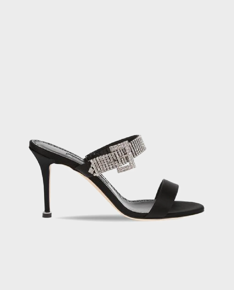 Czarne klapki na szpilce Fibolta 90