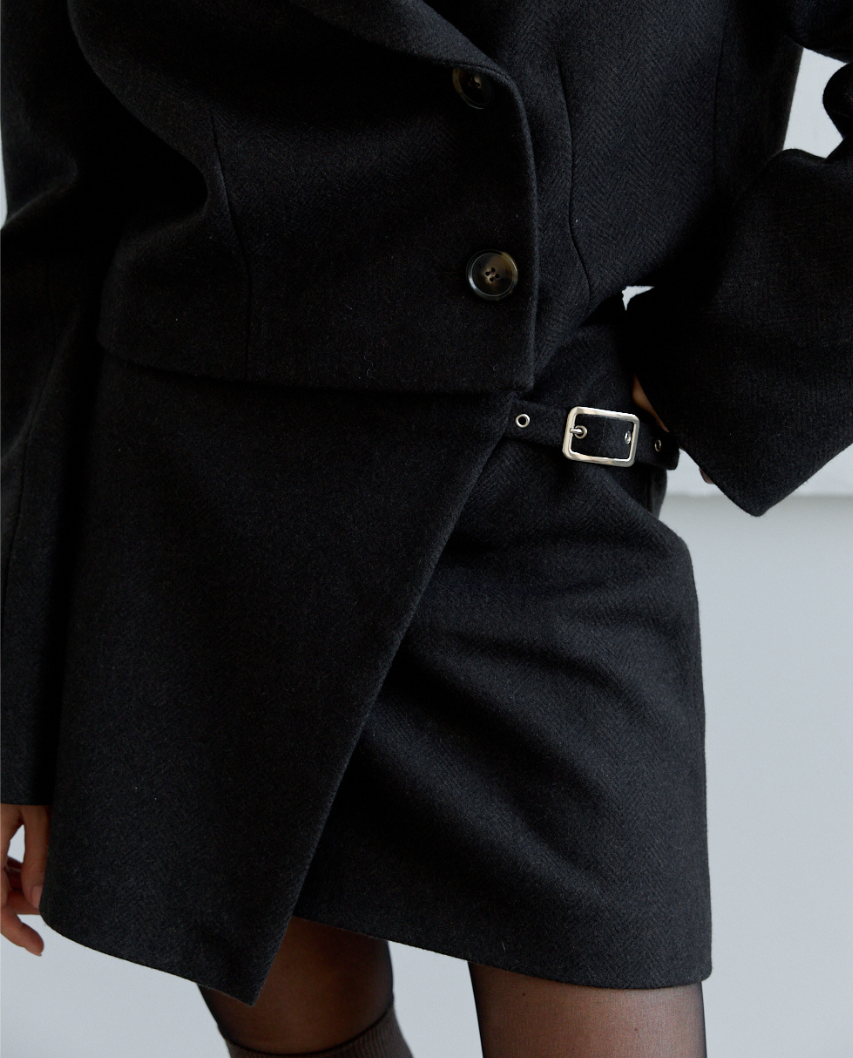 Spódnica mini w jodełkę - Image #4