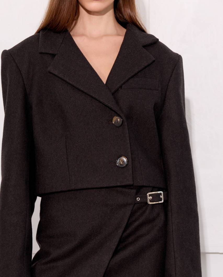 Krótka marynarka w jodełkę - Image #5