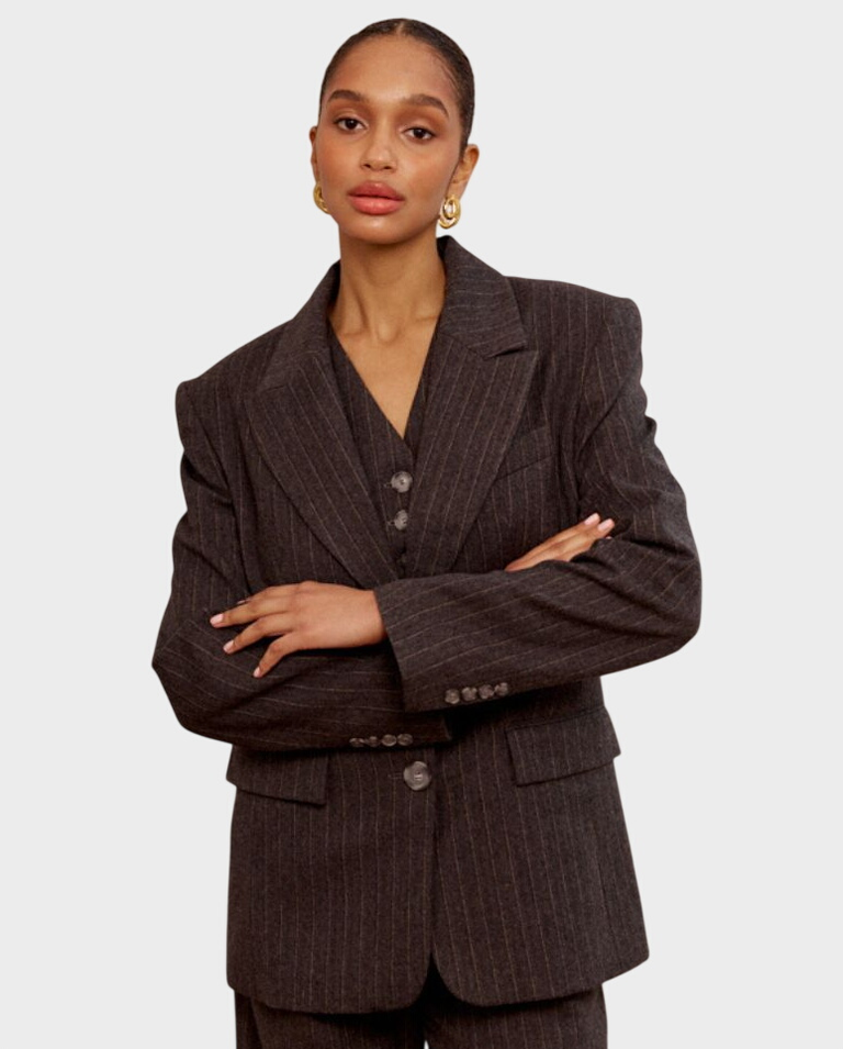 Szara marynarka w prążek Lyon