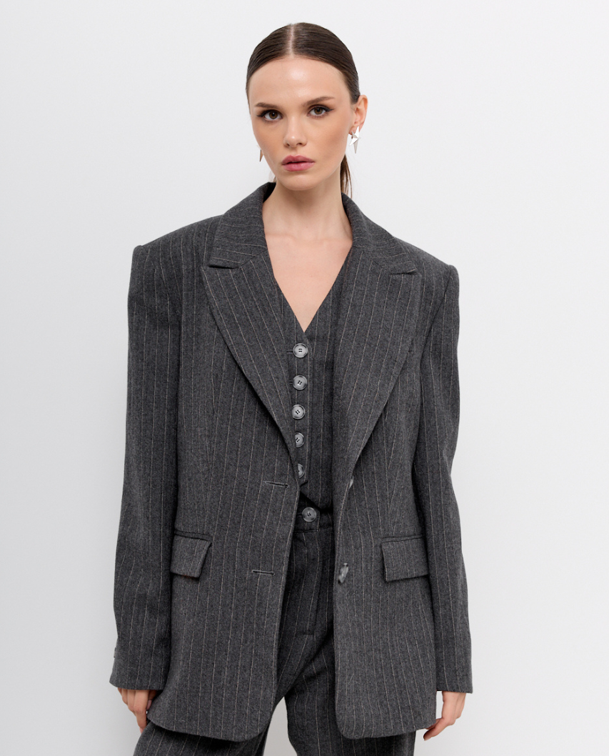 Szara kamizelka w prążek Lyon - Image #1