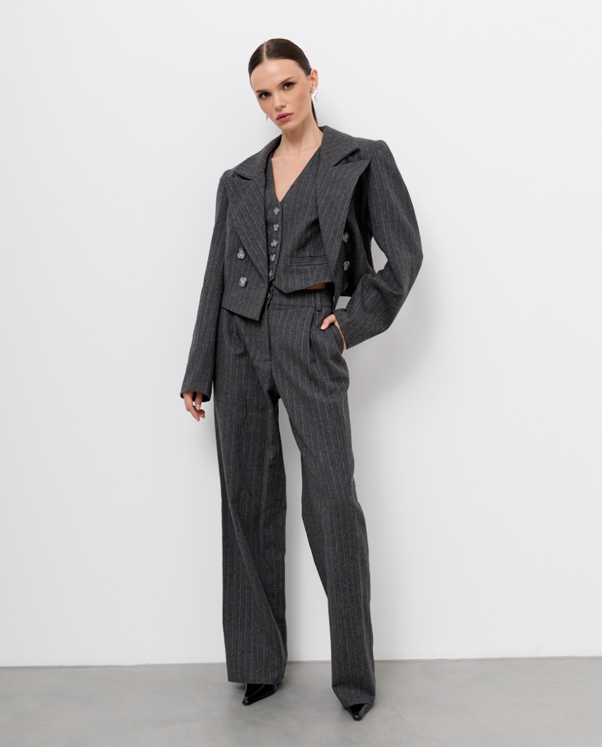 Szare spodnie garniturowe Lyon - Image #1