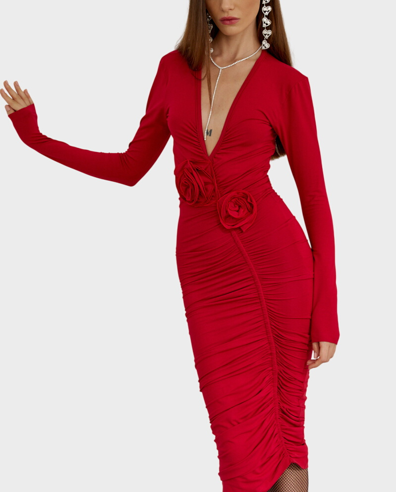 Czerwona sukienka midi Amina - Image #0