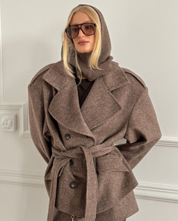 Brązowa kurtka z paskiem Chicago - Image #1