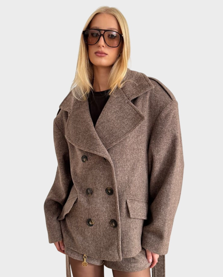 Brązowa kurtka z paskiem Chicago