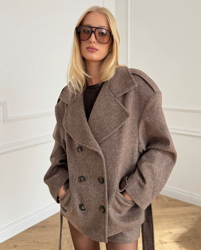 Brązowa kurtka z paskiem Chicago - Image #2