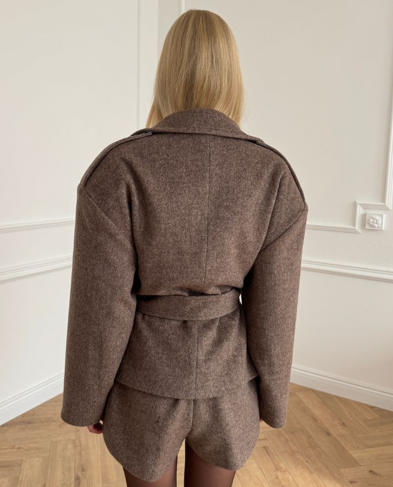 Brązowa kurtka z paskiem Chicago - Image #4