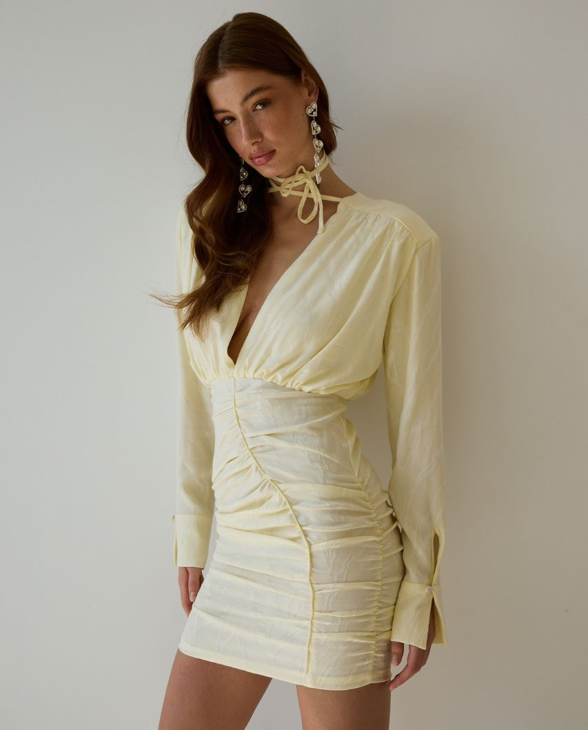 Jasnożółta sukienka mini Suzanne - Image #1