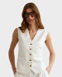 Biała kamizelka garniturowa - Image #0