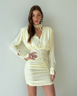 Jasnożółta sukienka mini Suzanne - Image #4