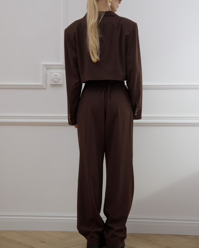 Brązowe spodnie o prostym kroju - Image #2