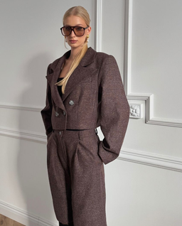 Brązowe bermudy z wełny - Image #1