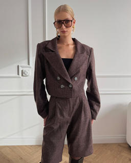 Brązowe bermudy z wełny - Image #2