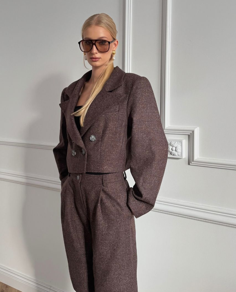 Brązowa marynarka z wełny - Image #2