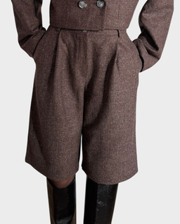 Brązowe bermudy z wełny - Image #0