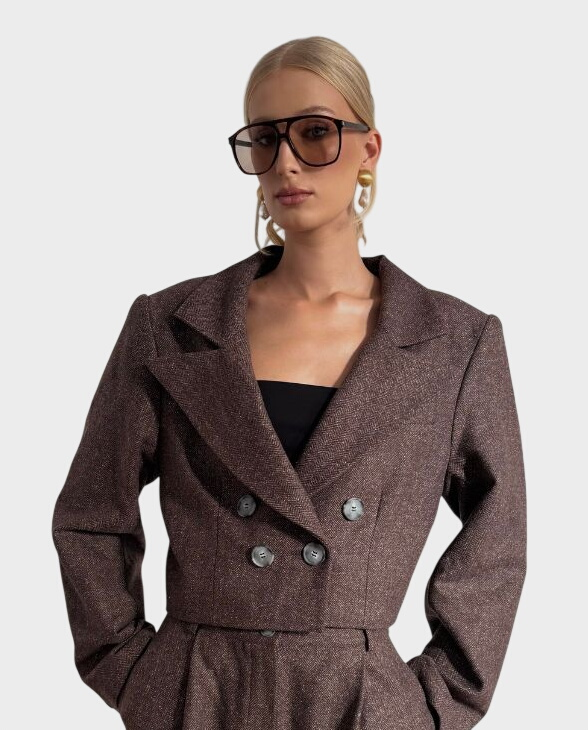 Brązowa marynarka z wełny