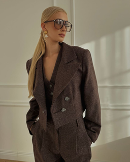 Brązowa marynarka z wełny - Image #5