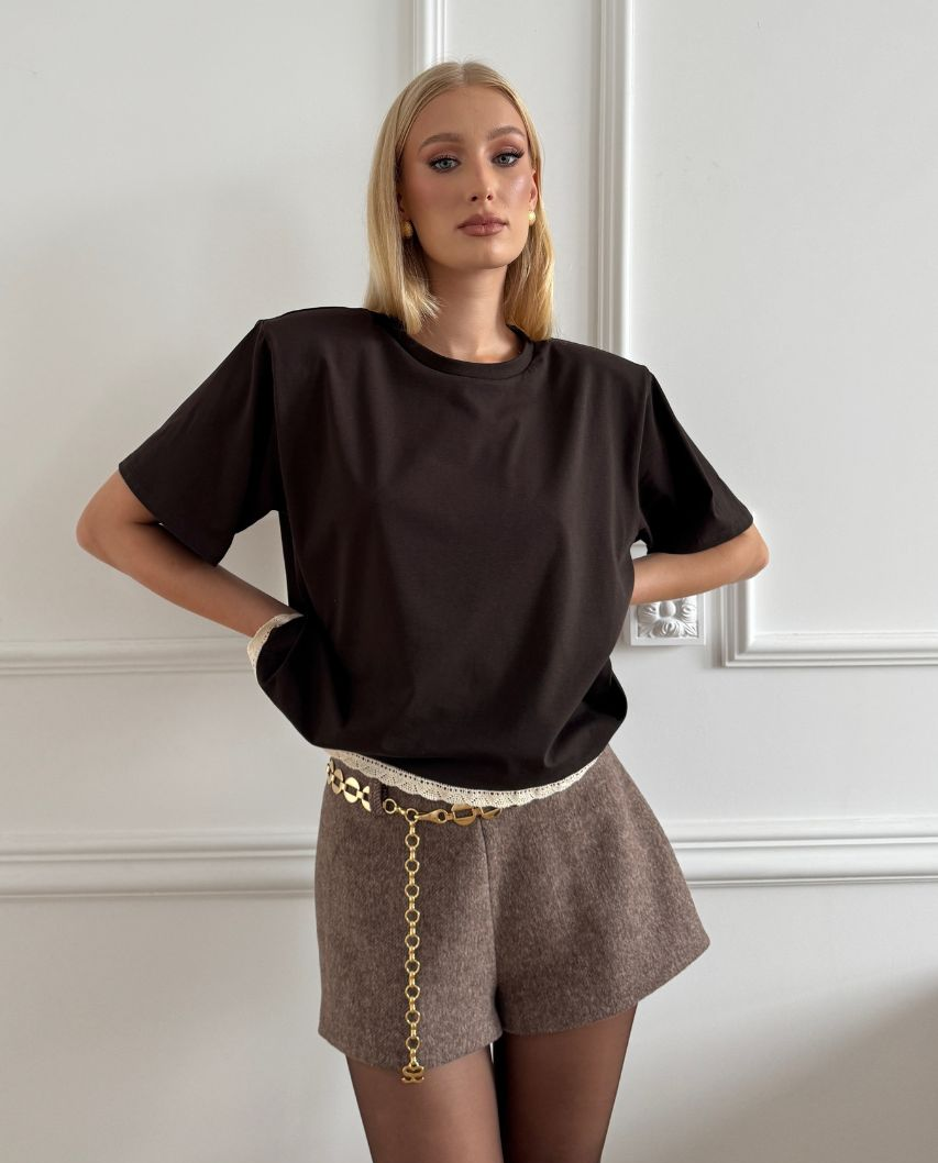 Brązowy t-shirt Hannah - Image #3