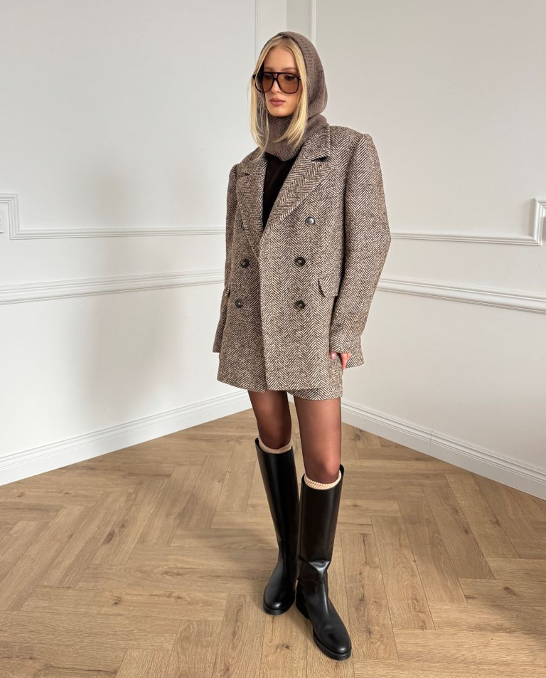 Dwurzędowa marynarka w jodełkę - Image #2