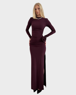 Bordowa sukienka z różą Ophelia - Image #0