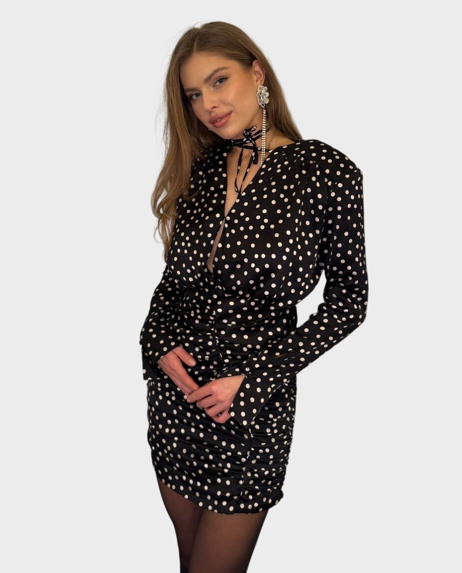 Czarna sukienka w kropki Suzanne - Image #0
