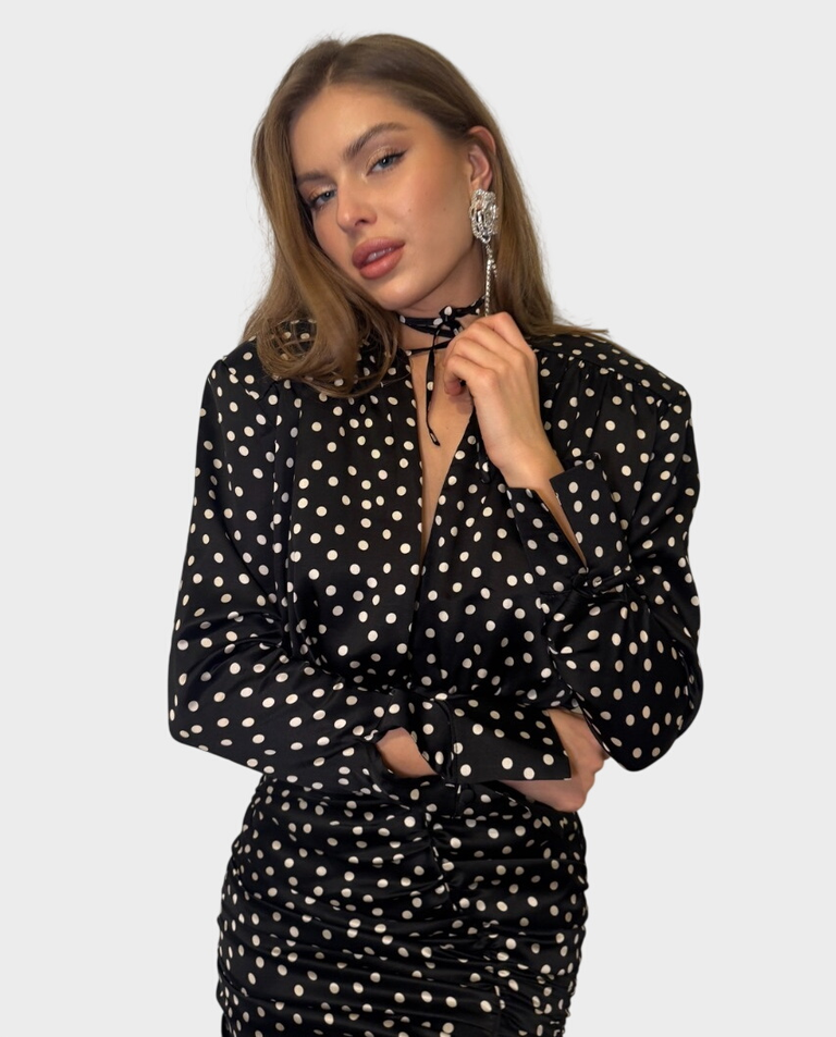 Czarna sukienka w kropki Suzanne - Image #5