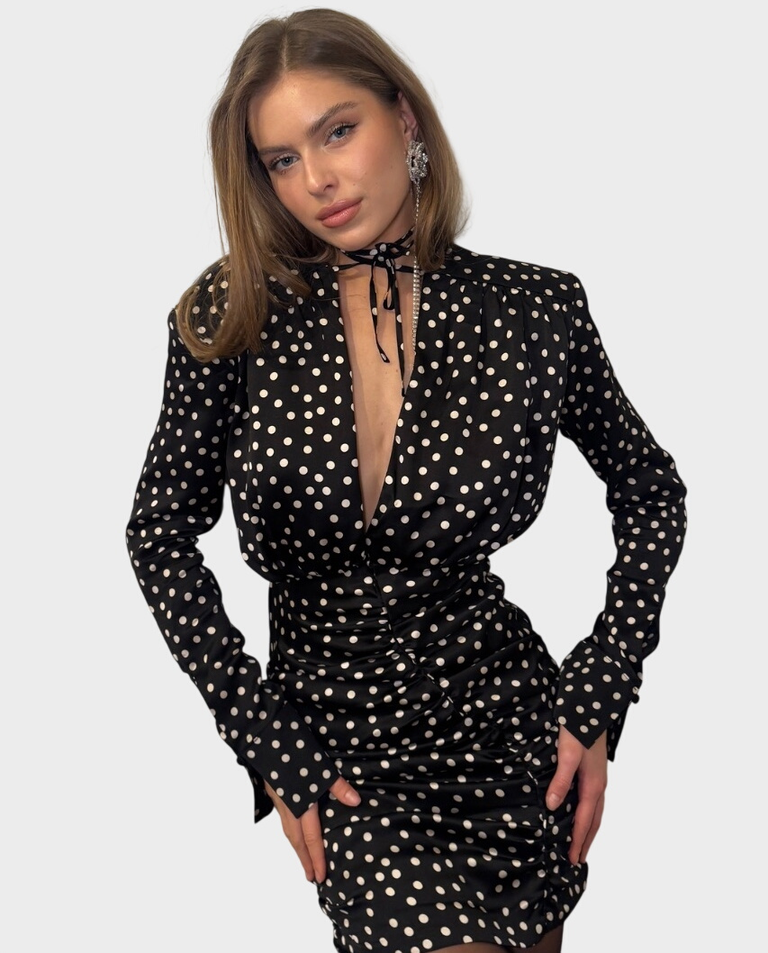 Czarna sukienka w kropki Suzanne