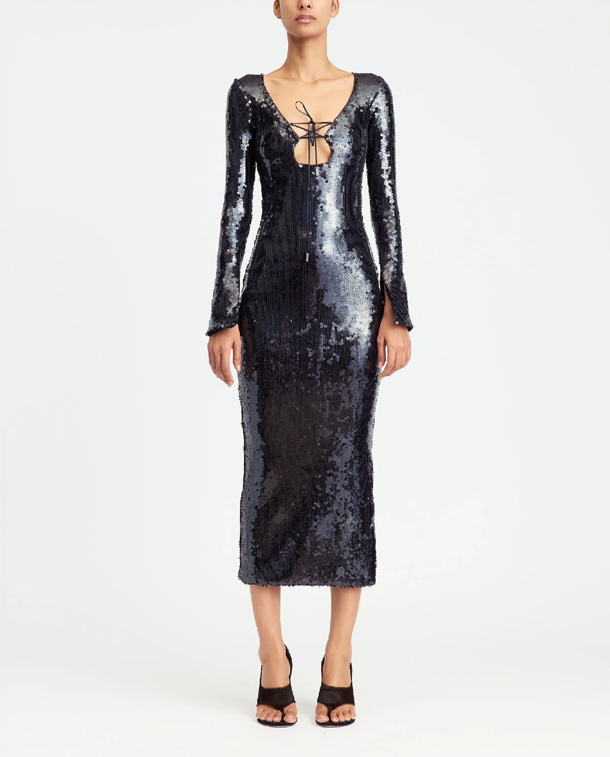 Ciemnobrązowa sukienka z cekinami Solaria - Image #0