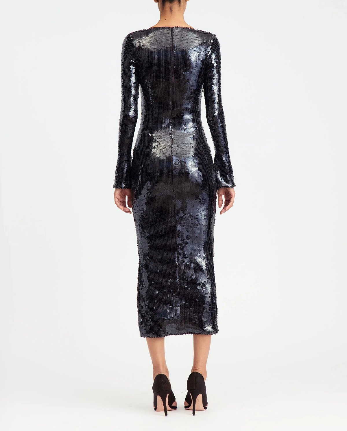 Ciemnobrązowa sukienka z cekinami Solaria - Image #3