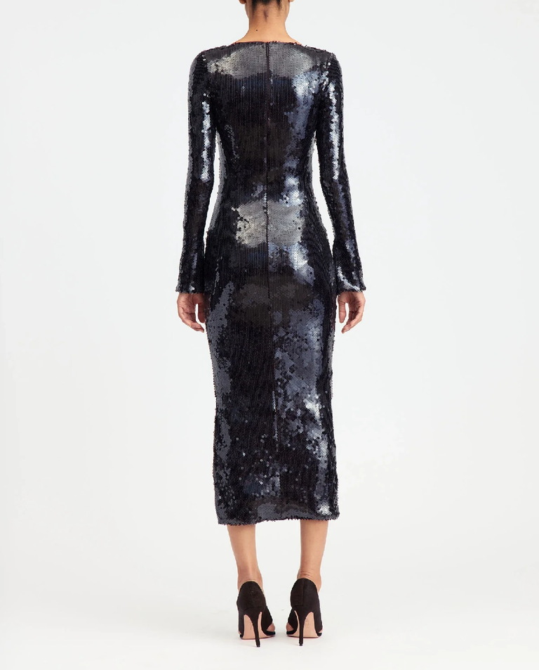 Ciemnobrązowa sukienka z cekinami Solaria - Image #3