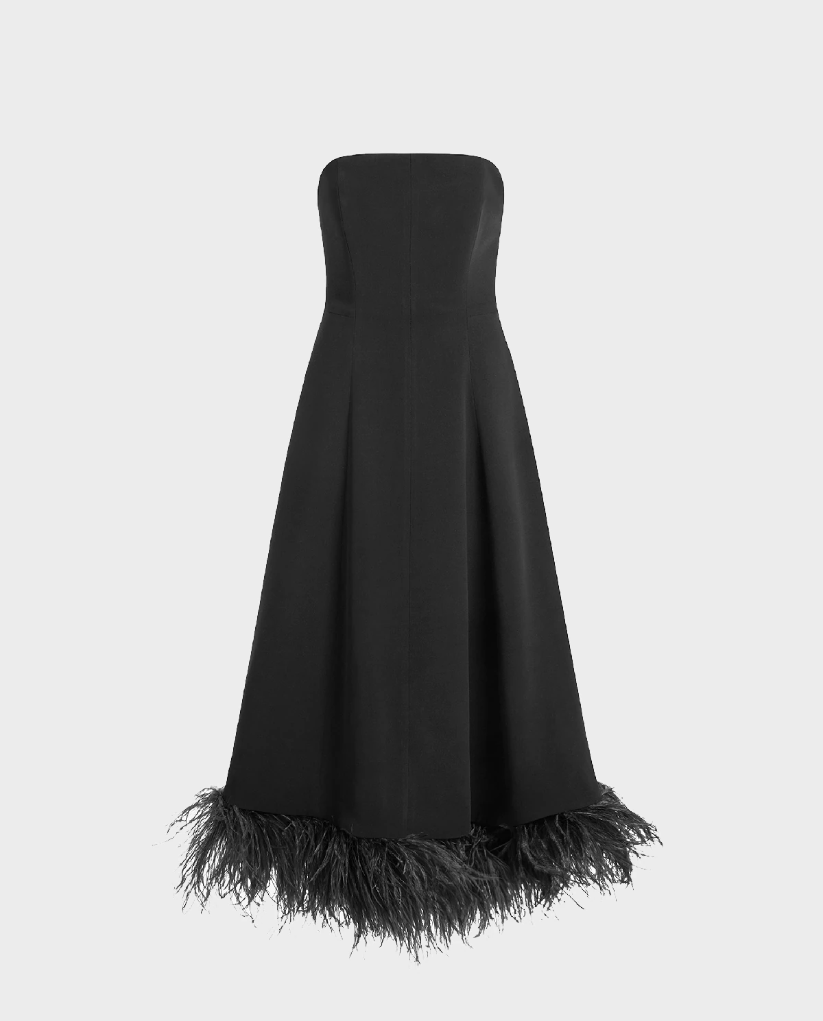 Czarna sukienka z piórami Gioele - Image #1