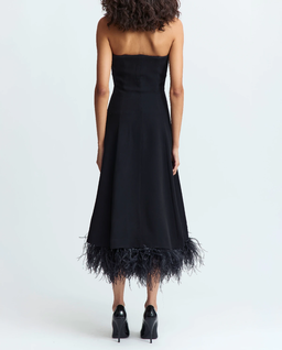 Czarna sukienka z piórami Gioele - Image #3